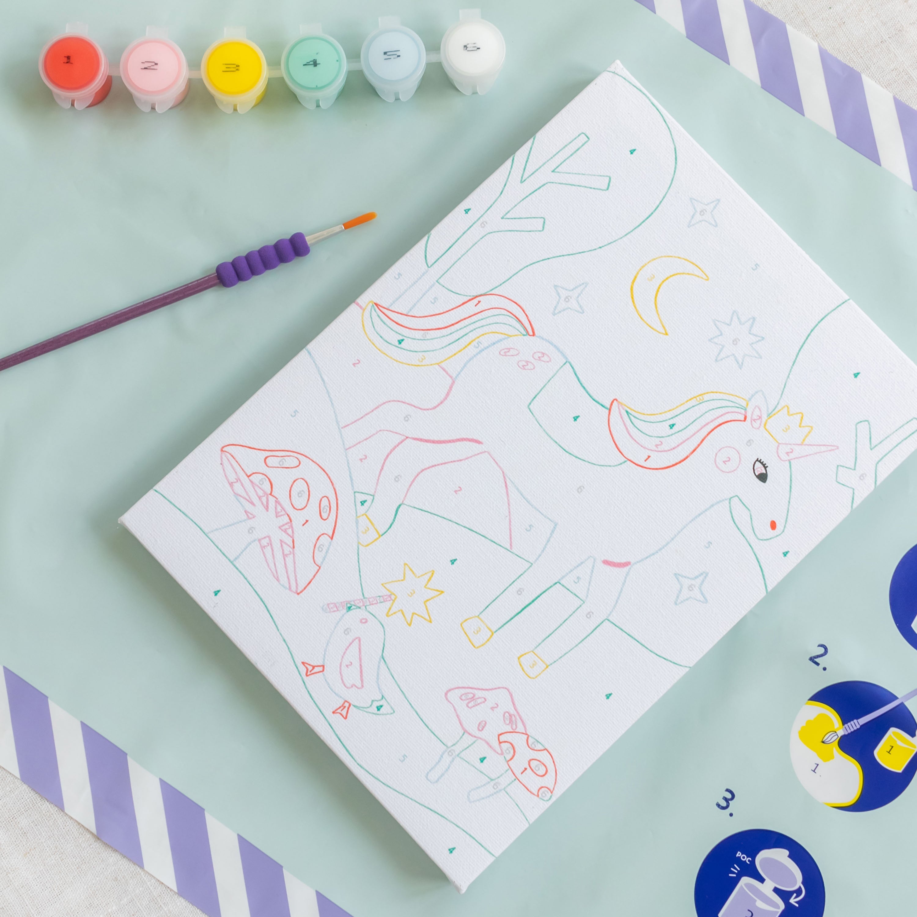 Paint by Number Kit for Kids - Unicorn and Piou