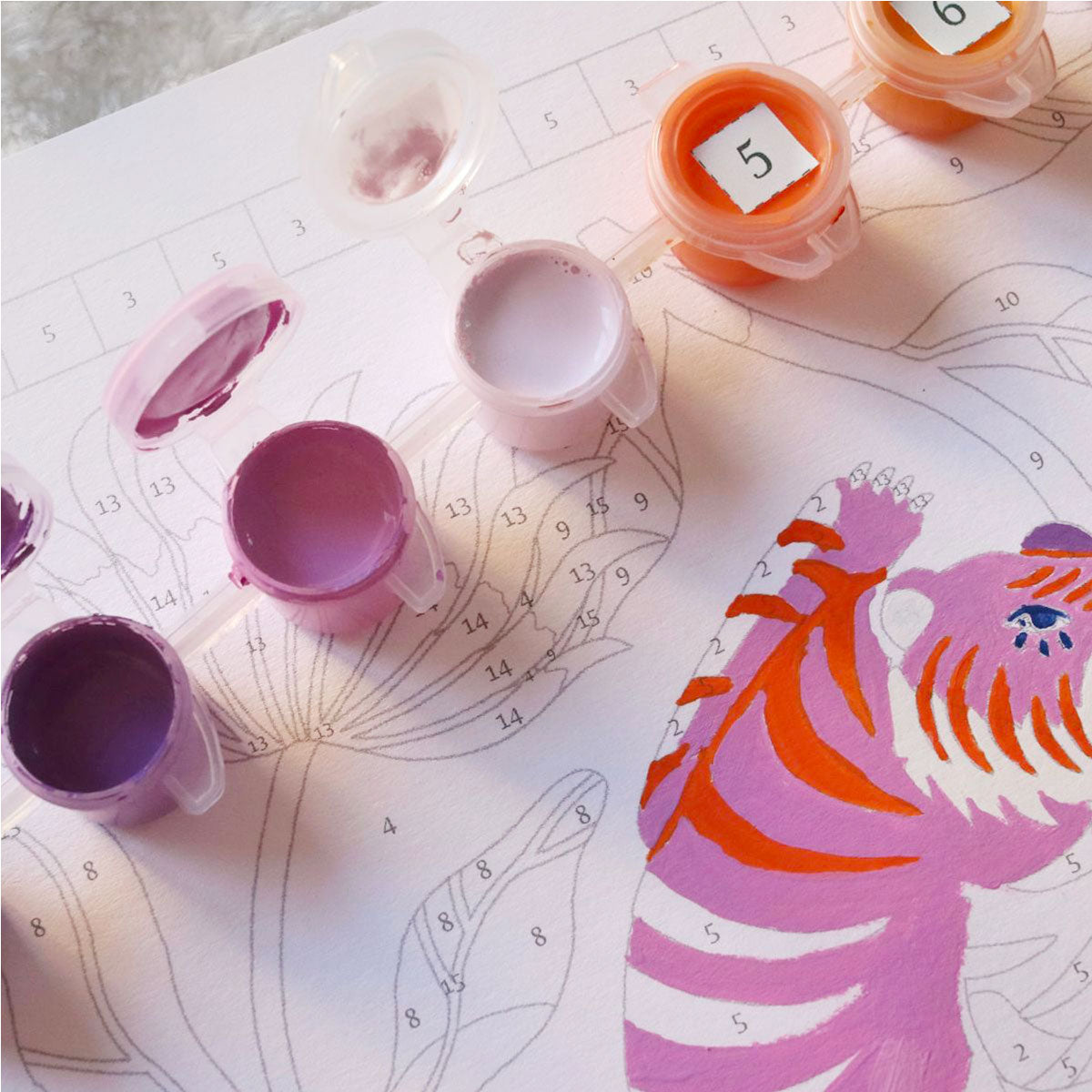 Kit peinture au numéro - Tigre Fleuri