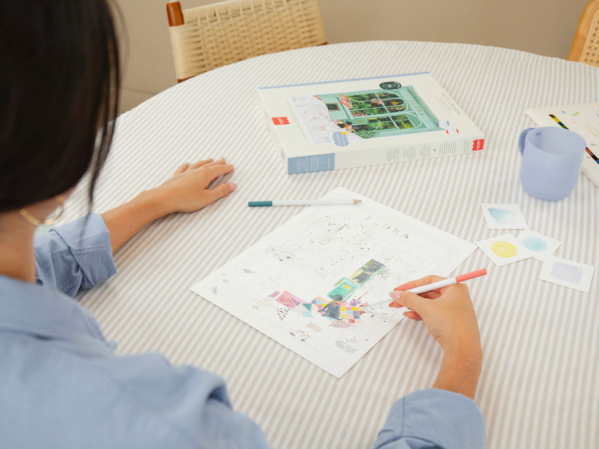 Kit de coloriage au numero illustration Flora Petit Crayon